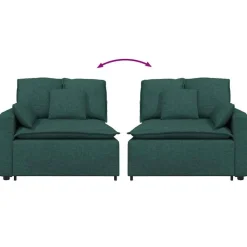 vidaXL modulopbygget sofaarmlænsendemodul med hynder 100 cm mørkegrøn