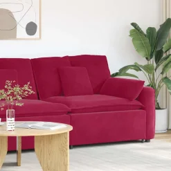 vidaXL modulopbygget sofaarmlænsendemodul med hynder 100 cm vinrød