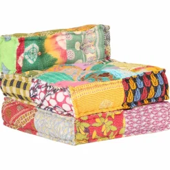 vidaXL modulpuf stof patchwork