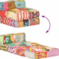 vidaXL modulpuf stof patchwork