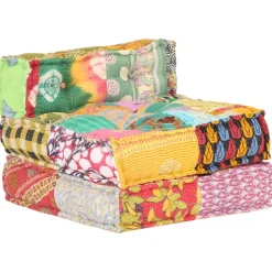 vidaXL modulpuf stof patchwork