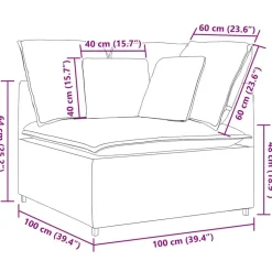 vidaXL modulsofa hjørnemodul med hynder 100 cm mørkegrøn