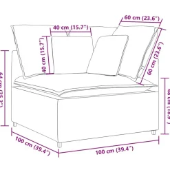vidaXL modulsofa hjørnemodul med hynder 100 cm mørkegrå