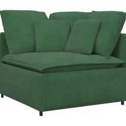 vidaXL modulsofa med fodskammel og hynder fløjlsstof mørkegrøn