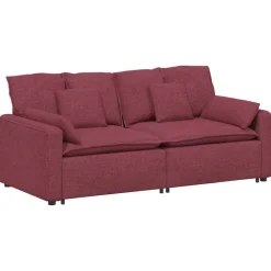 vidaXL modulsofa med hynder vinrød
