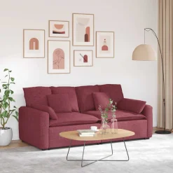 vidaXL modulsofa med hynder vinrød