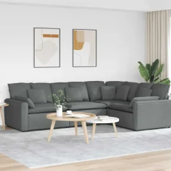 vidaXL modulsofa med hynder stof mørkegrå