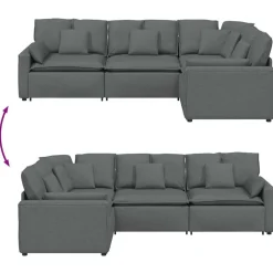 vidaXL modulsofa med hynder stof mørkegrå