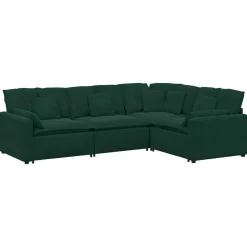 vidaXL modulsofa med hynder fløjl mørkegrøn