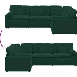 vidaXL modulsofa med hynder fløjl mørkegrøn