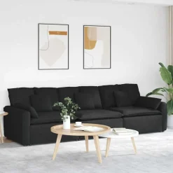 vidaXL modulsofa med hynder sort