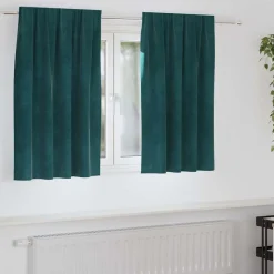 vidaXL Mørklægningsgardiner 2 pcs Mørkegrøn 140 x 140 cm Fløjl
