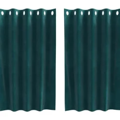 vidaXL Mørklægningsgardiner 2 pcs Mørkegrøn 140 x 140 cm Fløjl