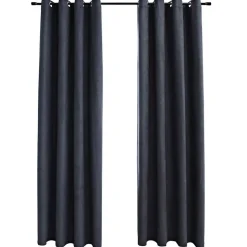 vidaXL mørklægningsgardiner 2 stk. metalringe 140 x 175 cm antracitgrå