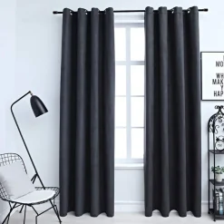 vidaXL mørklægningsgardiner 2 stk. metalringe 140 x 175 cm antracitgrå