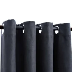 vidaXL mørklægningsgardiner 2 stk. metalringe 140 x 175 cm antracitgrå