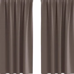 vidaXL Mørklægningsgardiner med ringe 2 pcs Mørk Brun 175 x 140 cm