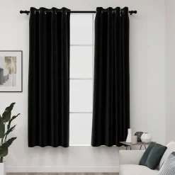 vidaXL mørklægningsgardiner 2 stk. hør-look 140x175 cm antracitgrå