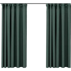 vidaXL mørklægningsgardiner med kroge 2 stk. hør-look 140x175 cm grøn