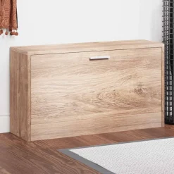 vidaXL opbevaringsbænk til sko 80x24x45 cm egetræsfarvet