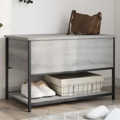 vidaXL opbevaringsbænk 70x42,5x47 cm konstrueret træ grå sonoma-eg