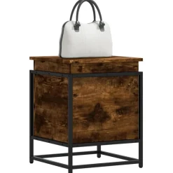 vidaXL opbevaringsboks med låg 40x40x51,5 cm konstrueret træ røget eg