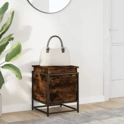 vidaXL opbevaringsboks med låg 40x40x51,5 cm konstrueret træ røget eg