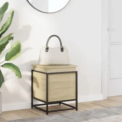 vidaXL opbevaringsboks med låg 40x40x51,5 cm konstrueret træ sonoma-eg