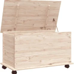 vidaXL opbevaringskasse med hjul ALTA 73x39,5x43 cm massivt fyrretræ