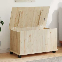 vidaXL opbevaringskasse med hjul ALTA 73x39,5x43 cm massivt fyrretræ