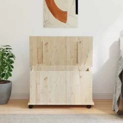 vidaXL opbevaringskasse med hjul ALTA 73x39,5x43 cm massivt fyrretræ