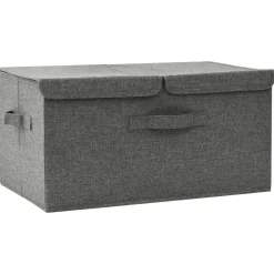 vidaXL opbevaringskasse 50x30x25 cm stof antracitgrå