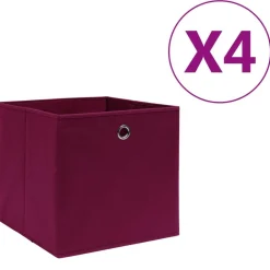 vidaXL opbevaringskasser 4 stk. ikke-vævet stof 28x28x28 cm mørkerød