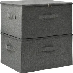 vidaXL opbevaringskasser 2 stk. 43x34x23 cm stof antracitgrå