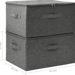 vidaXL opbevaringskasser 2 stk. 43x34x23 cm stof antracitgrå