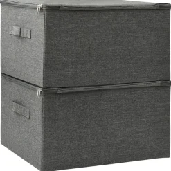 vidaXL opbevaringskasser 2 stk. 43x34x23 cm stof antracitgrå