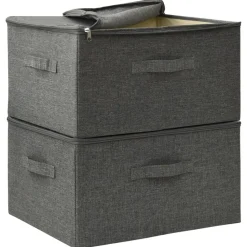 vidaXL opbevaringskasser 2 stk. 43x34x23 cm stof antracitgrå