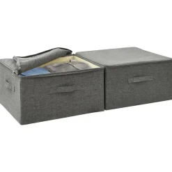 vidaXL opbevaringskasser 2 stk. 43x34x23 cm stof antracitgrå