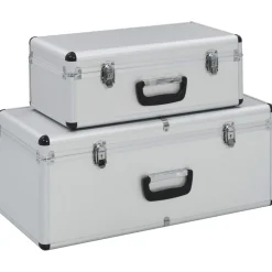 vidaXL opbevaringskufferter 2 stk. aluminium sølvfarvet