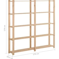 vidaXL opbevaringsreol i 5 niveauer 170x28,5x170 cm massivt fyrretræ