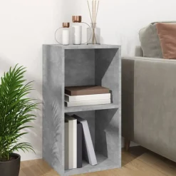 vidaXL opbevaringsreol til lp'er 71x34x36 cm konstrueret træ betongrå