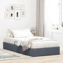 vidaXL Opbevaringsseng med hovedgærde Mørkegrå 90 x 190 cm Fløjl