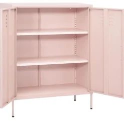 vidaXL opbevaringsskab 80x35x101,5 cm stål lyserød