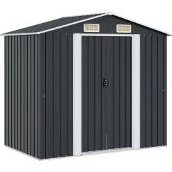 vidaXL opbevaringsskur til haven 204x132x186 cm stål antracitgrå