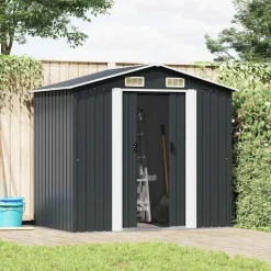 vidaXL opbevaringsskur til haven 204x132x186 cm stål antracitgrå