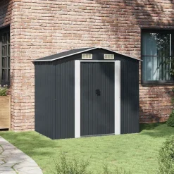 vidaXL opbevaringsskur til haven 204x132x186 cm stål antracitgrå