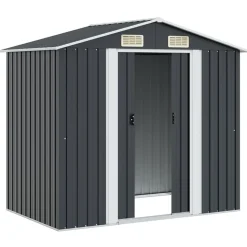 vidaXL opbevaringsskur til haven 204x132x186 cm stål antracitgrå