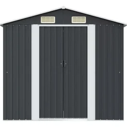 vidaXL opbevaringsskur til haven 204x132x186 cm stål antracitgrå