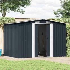 vidaXL opbevaringsskur til haven 257x205x178 cm stål antracitgrå