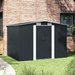 vidaXL opbevaringsskur til haven 257x205x178 cm stål antracitgrå